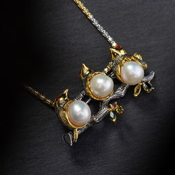 湯河店原創(chuàng)精品 925銀鑲嵌動(dòng)物珍珠，品質(zhì)女士配飾鑒賞